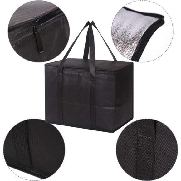 Set of 2 Large Insulated Reusable Grocery Bags with Sturdy Zipper and Handles - Picture 4 of 8